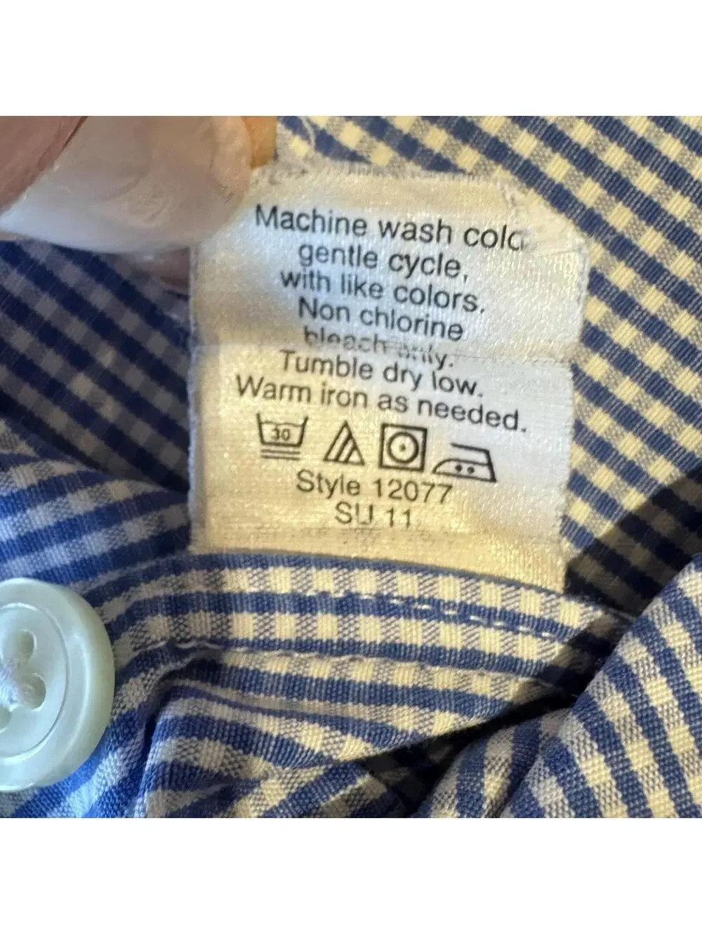 J. Crew blue gingham shirt long sleeve button up 80s size L